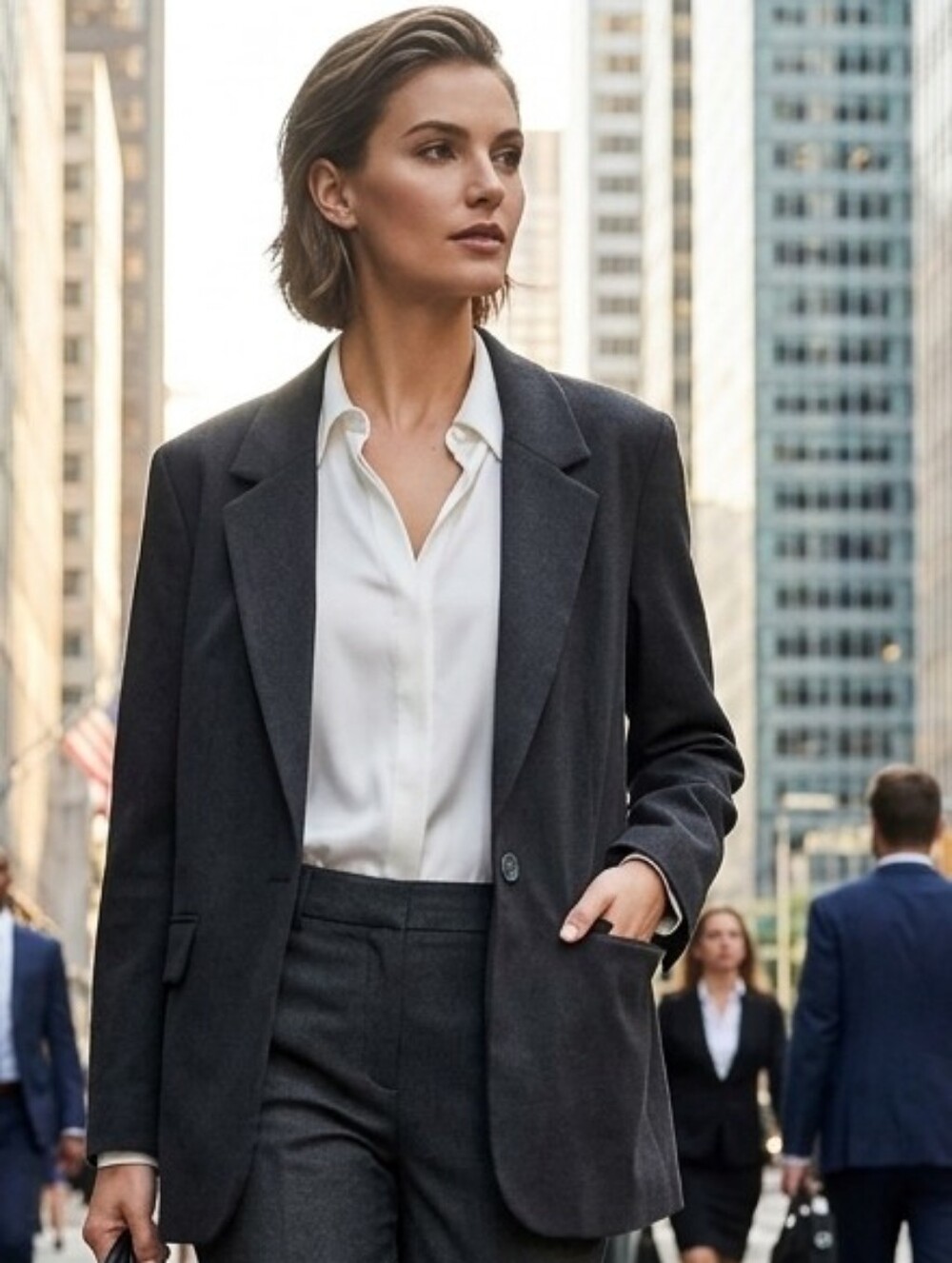 Steve Madden Classic Black Single-Button Blazer Jacket Preppy Office Size Large